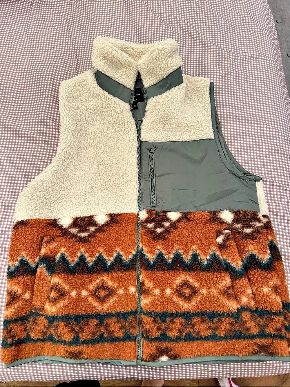 NWOT Love Tree Aztec Sherpa Vest